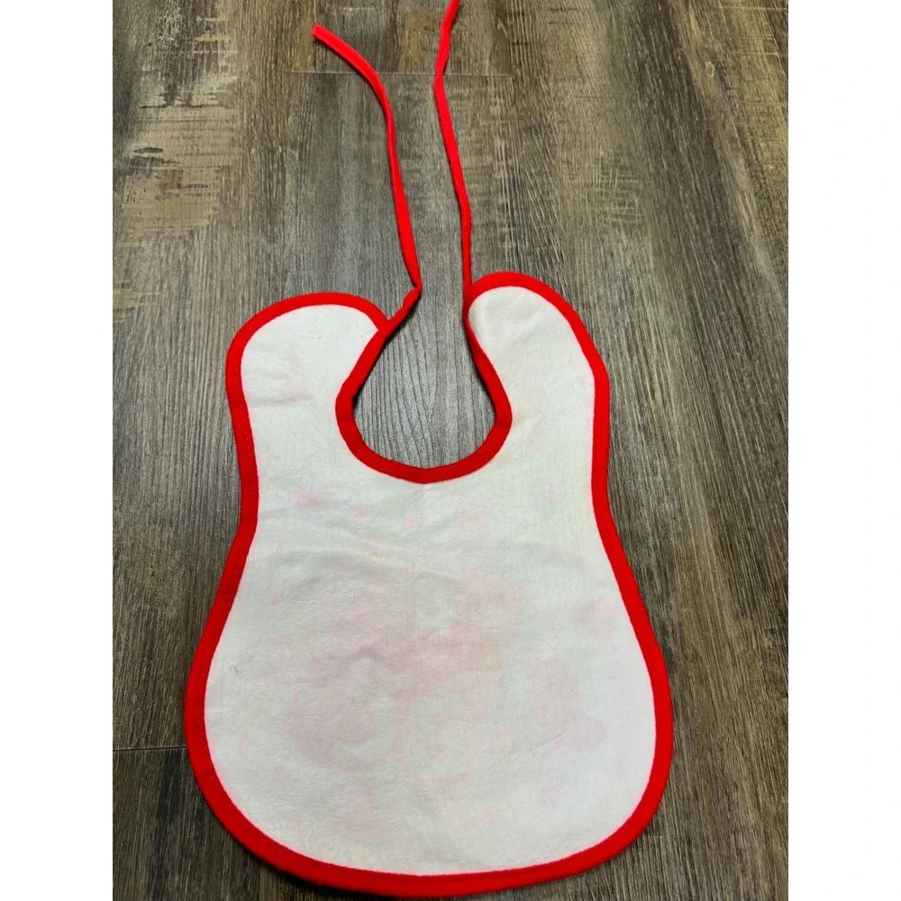 Vintage Sesame Street Elmo ABC Baby Bib Red White Jim Henson Terry Tie Closure